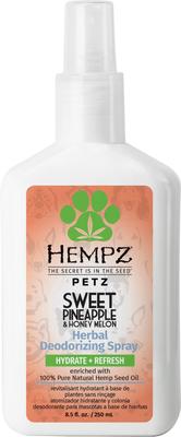 Bundle: Hempz Petz Sweet Pineapple Honey Melon Deodorizing Cologne Dog Spray, 8.5-fl oz bottle + Deodorizing Shampoo, Sweet Pineapple Honey Melon Scent, 17-fl oz bottle