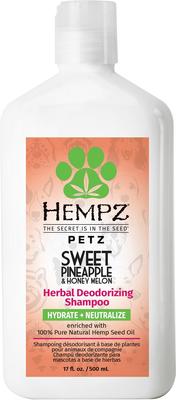 Bundle: Hempz Petz Sweet Pineapple Honey Melon Deodorizing Cologne Dog Spray, 8.5-fl oz bottle + Deodorizing Shampoo, Sweet Pineapple Honey Melon Scent, 17-fl oz bottle