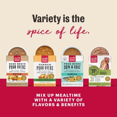 Superfood POUR OVERS - Alimento húmedo para perros con estofado de cordero y ternera con verduras, 5.5 oz, caja de 12