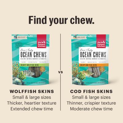 Beams Ocean Chews Cod Fish Skins Dehydrated Dog Treats, Small, 2.75-oz bag