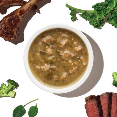 Superfood POUR OVERS - Alimento húmedo para perros con estofado de cordero y ternera con verduras, 5.5 oz, caja de 12