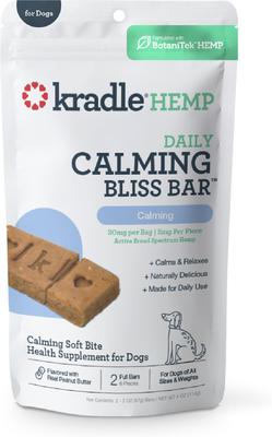 Bliss Bar Peanut Butter Flavored Soft Bite Calming Broad Spectrum Hemp Extract Health Supplement for Dogs, 6 count