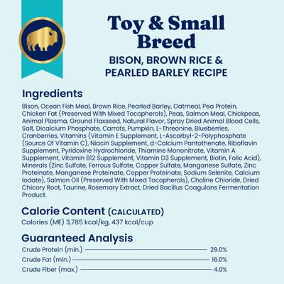 Toy & Small Breed Gut Health Real Bison & Brown Rice Whole Grain Dry Dog Food, 3.75-lb bag