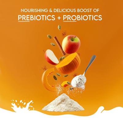 Leche de cabra en polvo Nature Sip con calabaza, manzana y canela, complemento para alimento para perros sin cereales y premio líquido, envase de 147 g