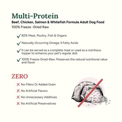 Multi-Protein Grain-Free Adult Raw Freeze-Dried Dog Food, 48-oz bag