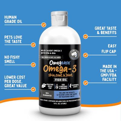 Omegease Omega-Rich Fish Oil Dog & Cat Supplement, 32-fl oz bottle