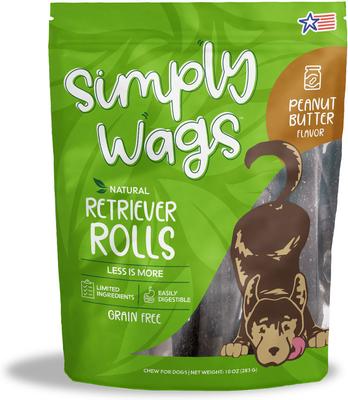 Retriever Rolls Peanut Butter Dog Chew Treats, 10-oz bag