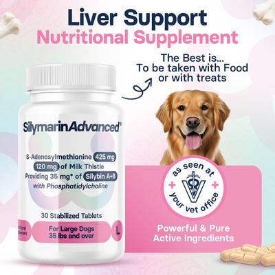 S-Adenosylmethionine & Silybin Tablet Liver Health Supplement for Large Dogs, 30 count