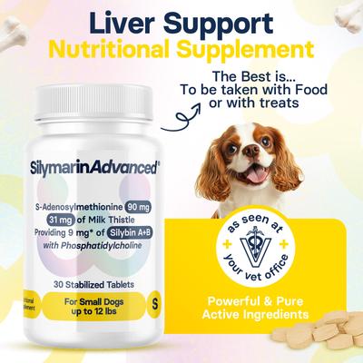 S-Adenosylmethionine & Silybin Tablet Liver Health Supplement for Small Dogs, 30 count