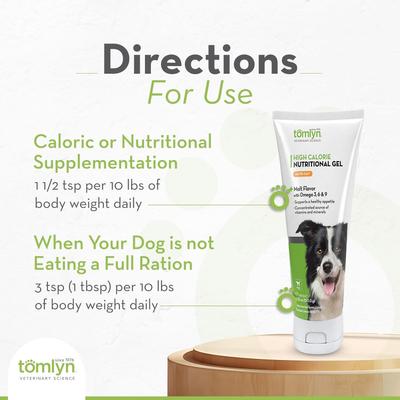 Tomlyn, Nutri-Cal Gel Hipercalórico para Perros, Vitaminas + Minerales + Omegas 3, 6 y 9, sabor Malta, Adulto / Cachorro, 120 g.