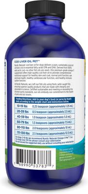 Pet Cod Liver Oil Liquid Skin & Coat Supplement for Medium & Large Dogs, 8-fl oz