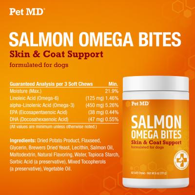 Salmon Omega Bites Skin & Coat Chews Dog Supplement, 60 count