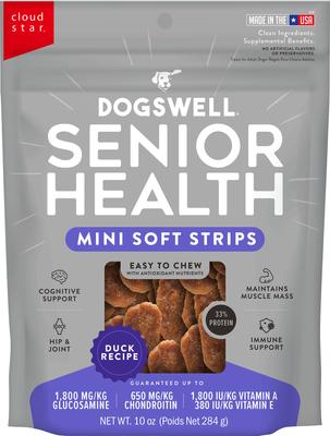 Mini Soft Strip Senior Duck Flavor Jerky Dog Treats, 10-oz bag