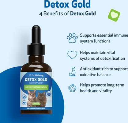 Detox GOLD Bacon Flavored Liquid Immune Supplement for Cats, 2-oz bottle