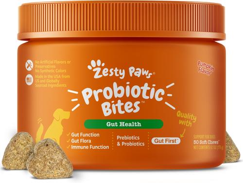 Probiotic Bites Pumpkin Flavored Soft Chews Gut Flora & Digestive Supplement for Dogs, 270 count