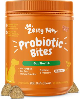 Probiotic Bites Pumpkin Flavored Soft Chews Gut Flora & Digestive Supplement for Dogs, 270 count