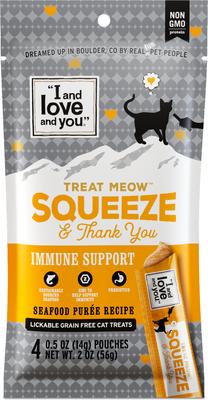 Meow Immune Support Seafood Puree Recipe Lickable Cat Treat, 48 count