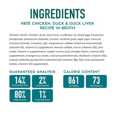 Grain-Free Savory Chicken, Duck & Duck Liver Pate Wet Cat Food, 3-oz cup, case of 4