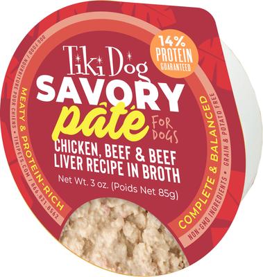 Grain-Free Savory Chicken, Beef & Beef Liver Pate Wet Dog Food, 3-oz cup, case of 4