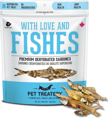 'With Love & Fishes Dehydrated Sardine Dog & Cat Treats, 3.17-oz bag
