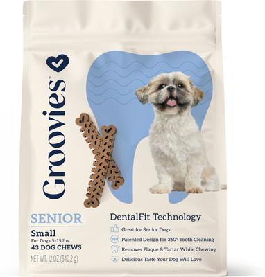 Senior Small Chicken Flavor Dental Dog Chews, 43 count