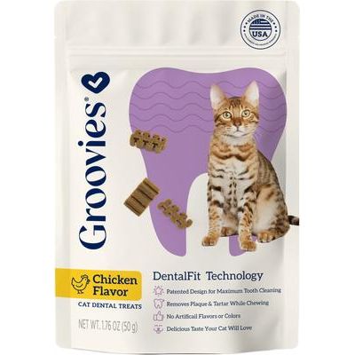 Masticables dentales para gatos con sabor a pollo, bolsa de 7.05 oz