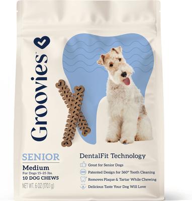 Senior Medium Chicken Flavor Dental Dog Chews, 10 count