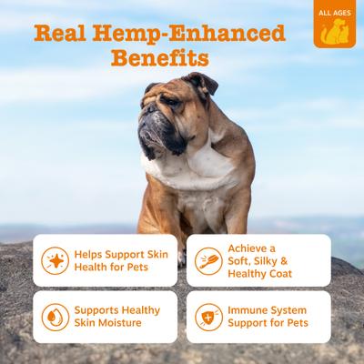 Hemp Elements Omega Salmon Oil Hemp, Aceite de salmón + Suplemento de Cáñamo y Salmón  para la piel y el pelaje. Perros y Gatos. 454 ml.