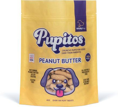 Pupitos Quinoa & Peanut Butter Puffs Crunchy Dog Treats, 4-oz bag