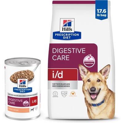 Paquete: Hill's Prescription Diet i/d Digestive Care con pavo, alimento enlatado para perros, 13 oz, caja de 12 y Hill's Prescription Diet i/d Digestive Care con sabor a pollo, alimento seco para perros, bolsa de 17.6 lb