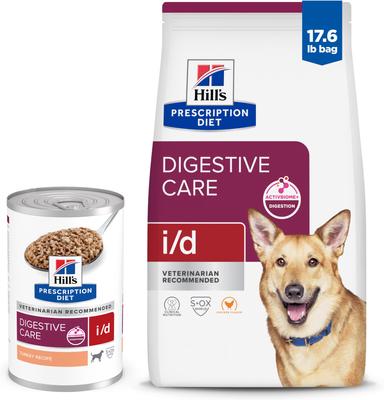 Paquete: Hill's Prescription Diet i/d Digestive Care con pavo, alimento enlatado para perros, 13 oz, caja de 12 y Hill's Prescription Diet i/d Digestive Care con sabor a pollo, alimento seco para perros, bolsa de 17.6 lb