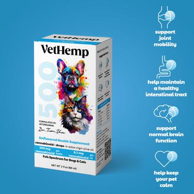 Full-Spectrum Hemp Extract Tincture for Dogs & Cats, 500-mg