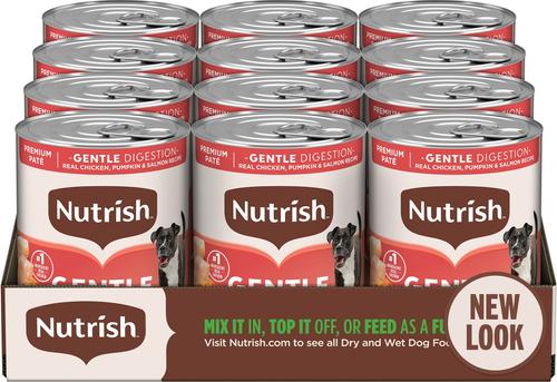 Bundle: Rachael Ray Nutrish Gentle Digestion Real Chicken, Pumpkin & Salmon + Real Beef & Pumpkin Canned Dog Food