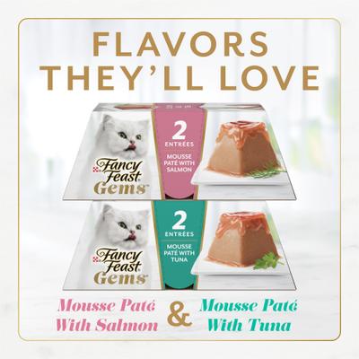 Gems Mousse Pate Salmon & Tuna Variety Pack Grain-Free Wet Cat Food, 2-oz tray, 16 count