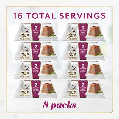 Gems Mousse Beef & a Halo of Savory Gravy Pate Wet Cat Food, 2-oz tray, 16 count