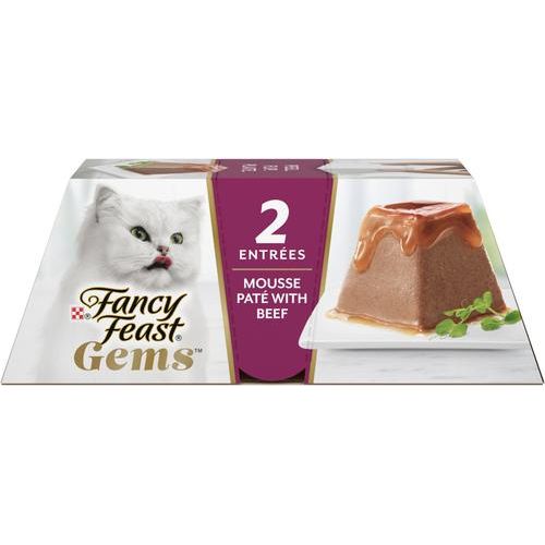 Alimento húmedo para gatos Gems Mousse Chicken & a Halo of Savory Gravy Pate, bandeja de 2 oz, 16 unidades