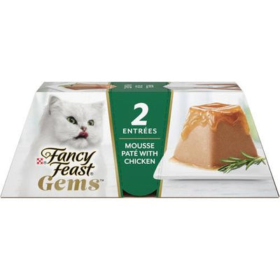 Alimento húmedo para gatos Gems Mousse Chicken & a Halo of Savory Gravy Pate, bandeja de 2 oz, 16 unidades