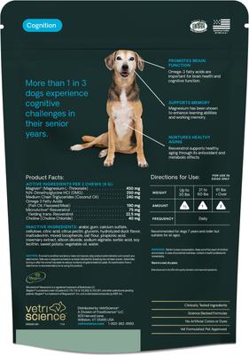 Veterinary Strength Healthy Cognition Duck Flavored Supplement Chews for Dogs, 60 Count