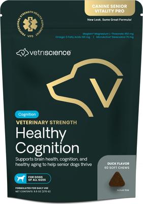 Veterinary Strength Healthy Cognition Duck Flavored Supplement Chews for Dogs, 60 Count