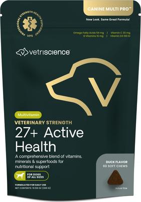 Veterinary Strength 27+ Active Health Duck Flavored Supplement Chews for Dogs, 60 Count