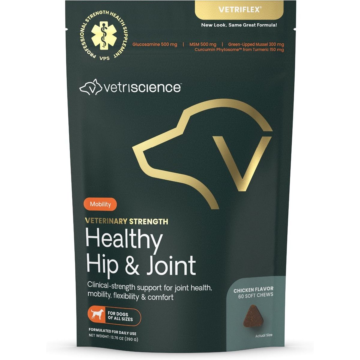 Veterinary Strength Hip & Joint Supplement Soft Chews for Smal, sabor Pollo. 60 chews.