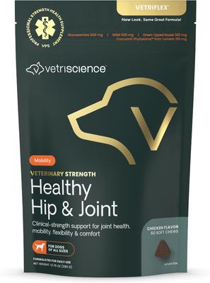 Veterinary Strength Healthy Hip & Joint Chicken Flavored Supplement Chews for Small & Medium Dogs, 60 Count
