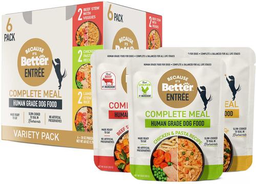 Comida húmeda para perros Entree Complete Meal Beef Stew con verduras, bolsa de 10 oz, caja de 6