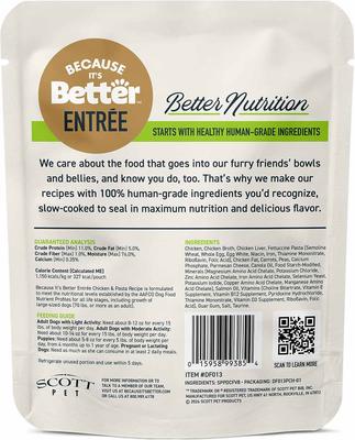 Comida húmeda para perros Entree Complete Meal Chicken & Pasta Recipe, bolsa de 10 oz, caja de 6