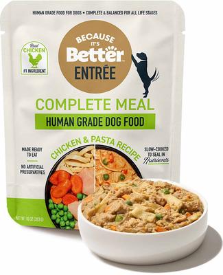 Comida húmeda para perros Entree Complete Meal Chicken & Pasta Recipe, bolsa de 10 oz, caja de 6