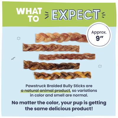 Braided Bully Sticks Dog Treats, 1-lb bag, 9-in