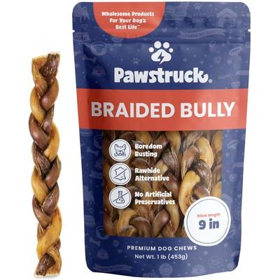 Golosinas para perros Braided Bully Sticks, bolsa de 1 lb, 9 pulgadas