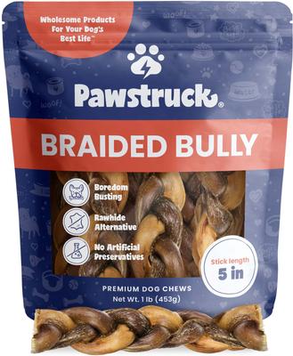 Golosinas para perros Braided Bully Sticks, bolsa de 1 lb, 7 pulgadas