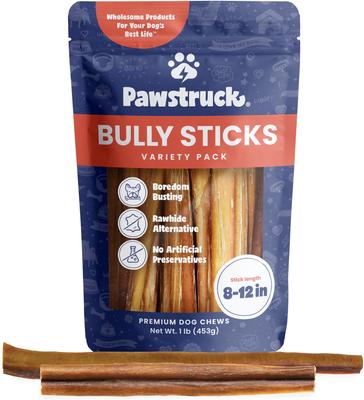 Straight Bully Sticks Dog Treats, 1-lb bag, 8-12 in