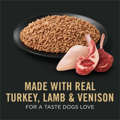Comida húmeda para perros Sport High Protein Turkey, Lamb & Venison Entrée, lata de 13 oz, caja de 12